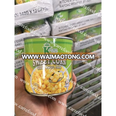 Good quality thailand canned sweet corn for super sweet china sweet corn in 400g Canned Sweet Kernel corn